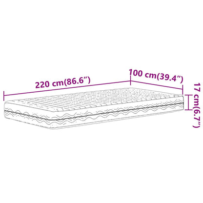 Skummadrass vit 100x220 cm hårdhet H2 H3