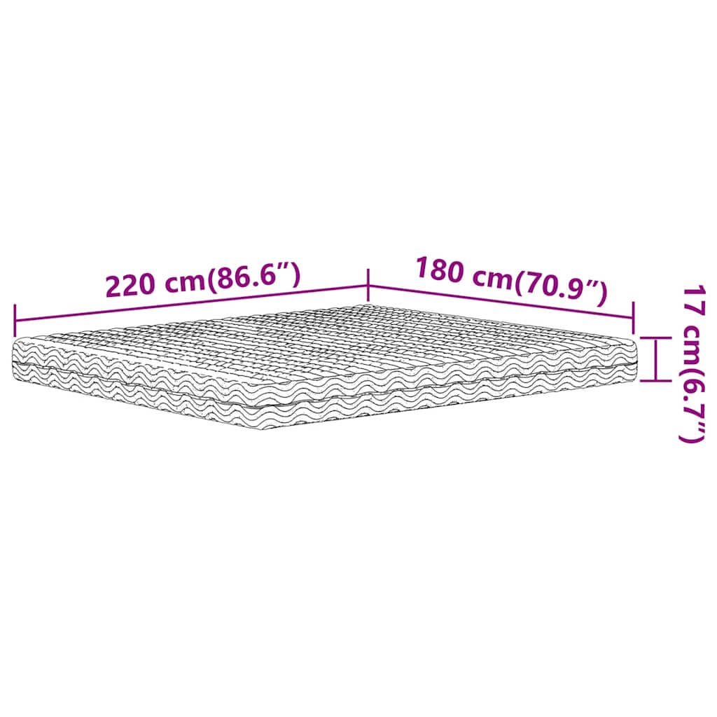 Skummadrass vit 180x220 cm hårdhet H2 H3