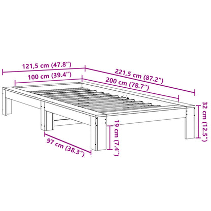 Sängram utan madrass 100x200 cm massiv furu