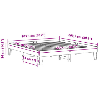 Sängram utan madrass vit 200x200 cm massiv furu