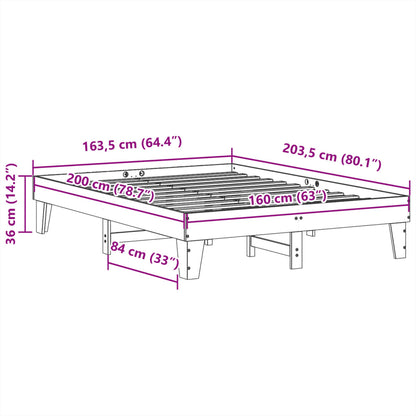 Sängram utan madrass vit 160x200 cm massiv furu