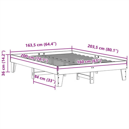 Sängram utan madrass vaxbrun 160x200 cm massiv furu