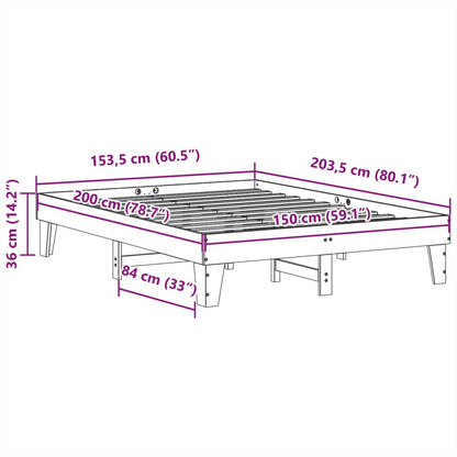 Sängram utan madrass vit 150x200 cm massiv furu