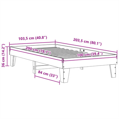 Sängram utan madrass 100x200 cm massiv furu