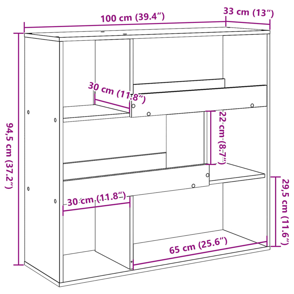 Bokhylla/rumsavdelare vit 100x33x94,5 cm