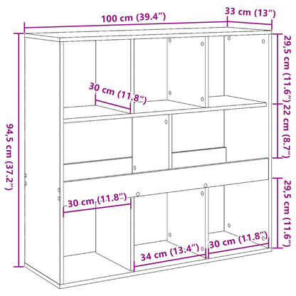 Bokhylla/rumsavdelare vit 100x33x94,5 cm