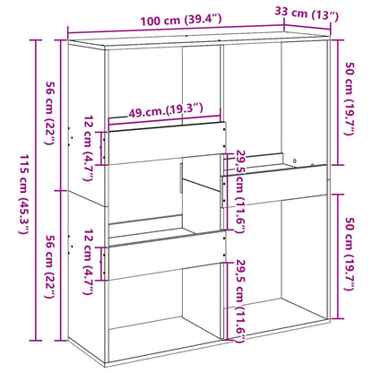 Bokhylla/rumsavdelare vit 100x33x115 cm