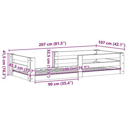 Sängram utan madrass 100x200 cm massiv furu