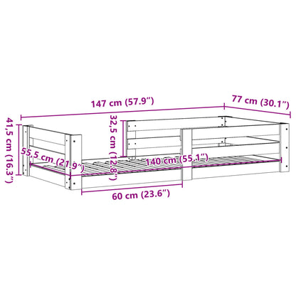 Sängram utan madrass 70x140 cm massiv furu