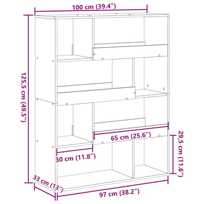 Bokhylla vit 100x33x125,5 cm konstruerat trä