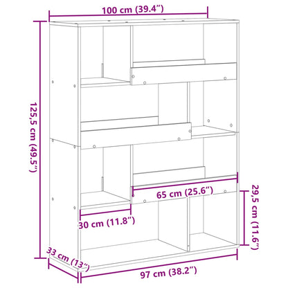 Bokhylla rökfärgad ek 100x33x125,5 cm konstruerat trä