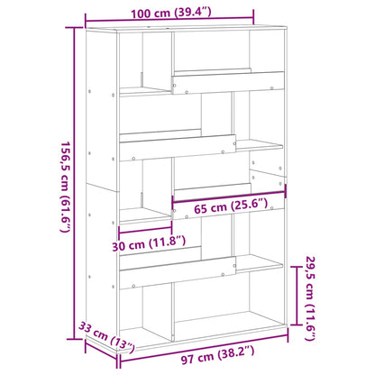 Bokhylla vit 100x33x156,5 cm konstruerat trä