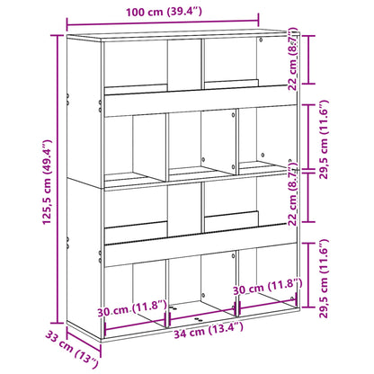 Bokhylla vit 100x33x125,5 cm konstruerat trä