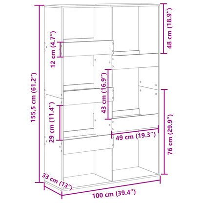 Bokhylla ek 100x33x155,5 cm konstruerat trä