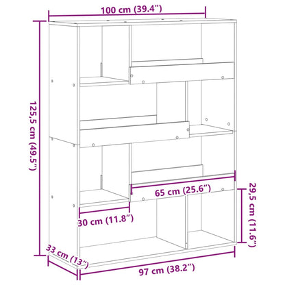 Rumsavdelare rökfärgad ek 100x33x125,5 cm konstruerat trä