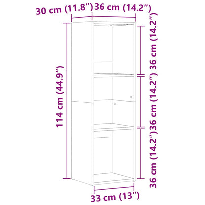 Bokhylla gammalt trä 36x30x114 cm konstruerat trä