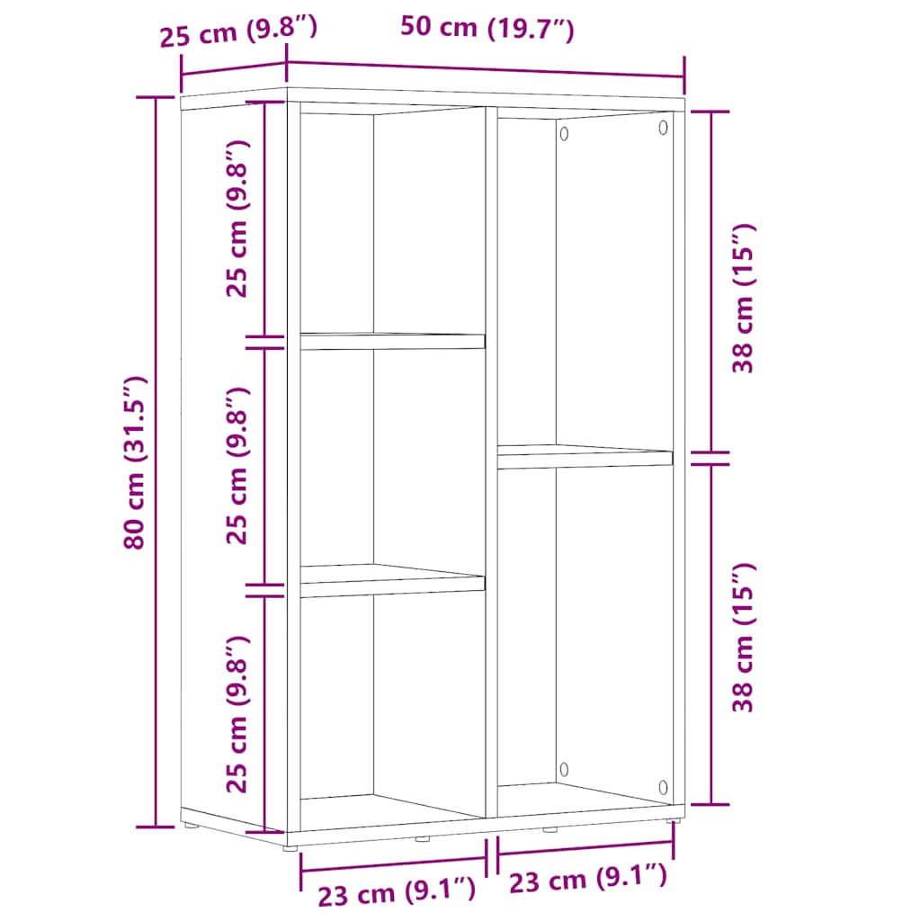 Bokhylla artisan ek 50x25x80 cm konstruerat trä