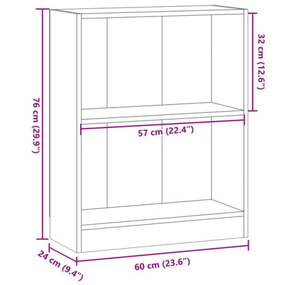 Bokhylla ek 60x24x76 cm konstruerat trä