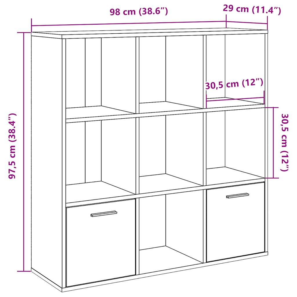 Bokskåp åldrat trä 98x29x97,5 cm konstruerat trä