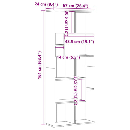 Bokhylla ek 67x24x161 cm konstruerat trä