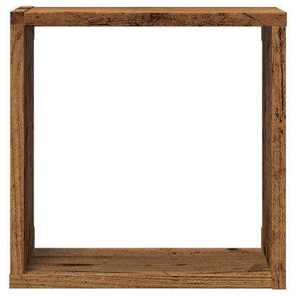 Vägghylla kubformad 4 st åldrat trä 30x15x30 cm konstruerat trä