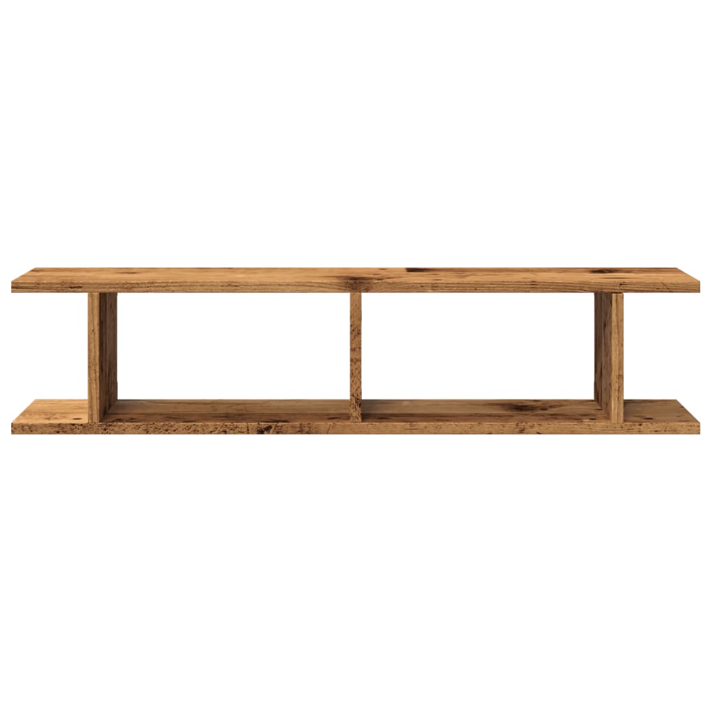 Vägghyllor 2 st åldrat trä 90x18x20 cm konstruerat trä