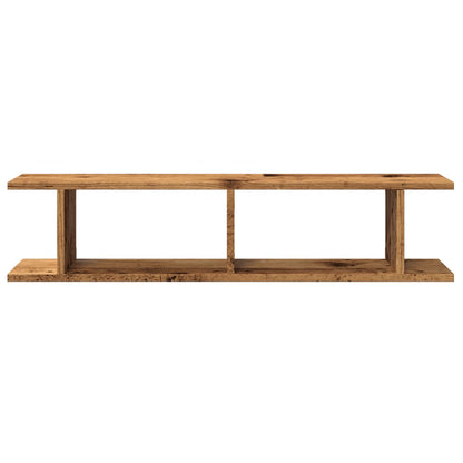 Vägghyllor 2 st åldrat trä 90x18x20 cm konstruerat trä