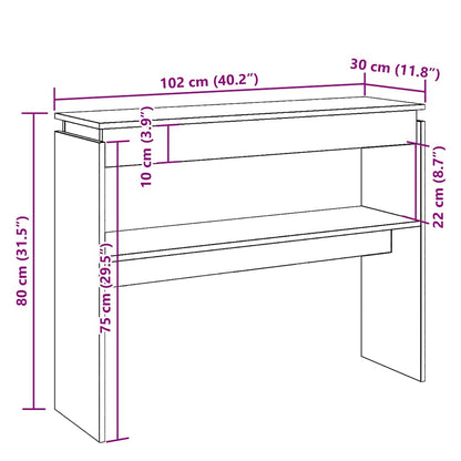 Konsolbord artisan ek 102x30x80 cm konstruerat trä