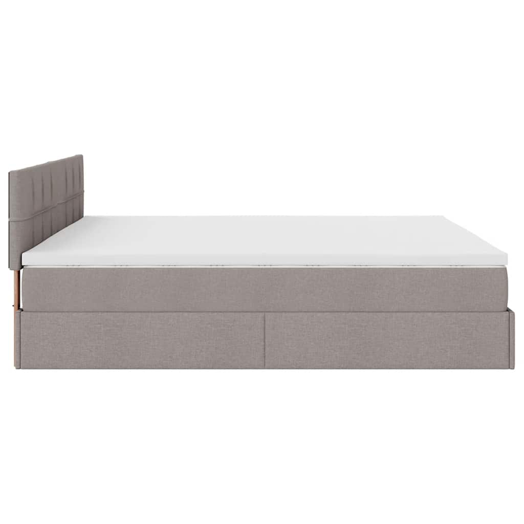 Ottoman sängram med madrass taupe 200x200 cm tyg