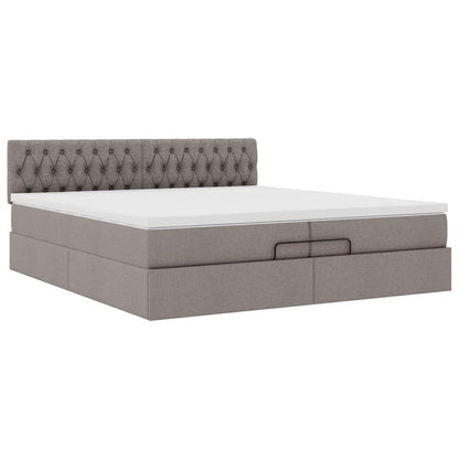 Ottoman sängram med madrass taupe 200x200 cm tyg