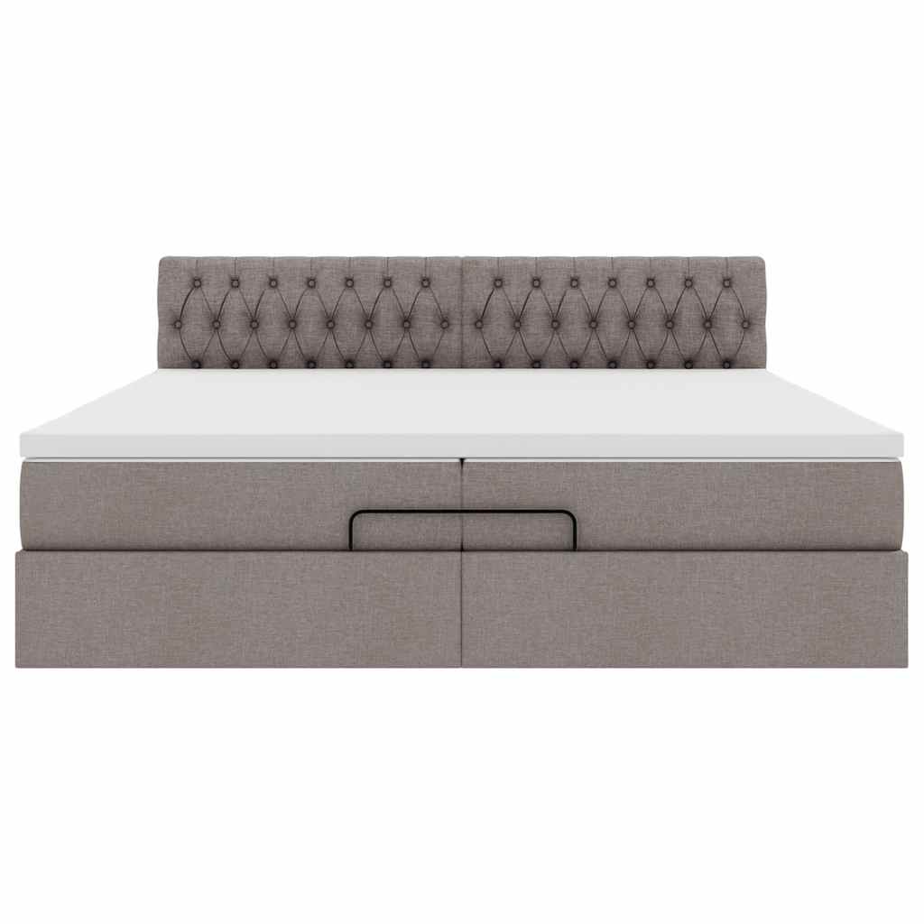 Ottoman sängram med madrass taupe 200x200 cm tyg