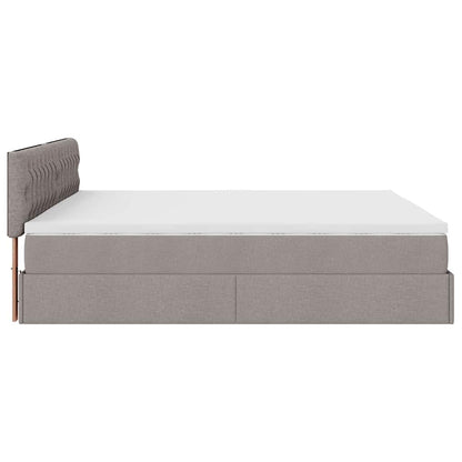 Ottoman sängram med madrass taupe 200x200 cm tyg