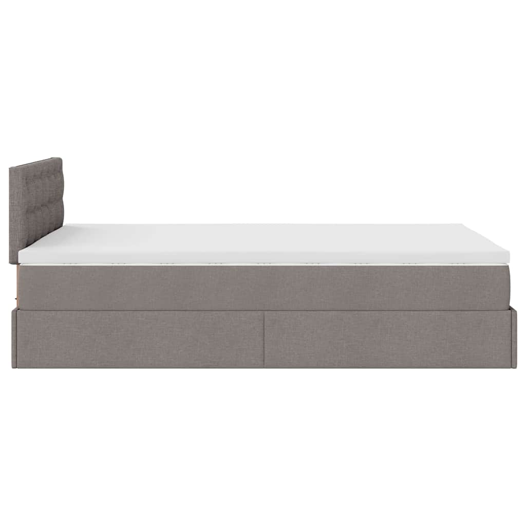 Ottoman sängram med madrass taupe 120x200 cm tyg