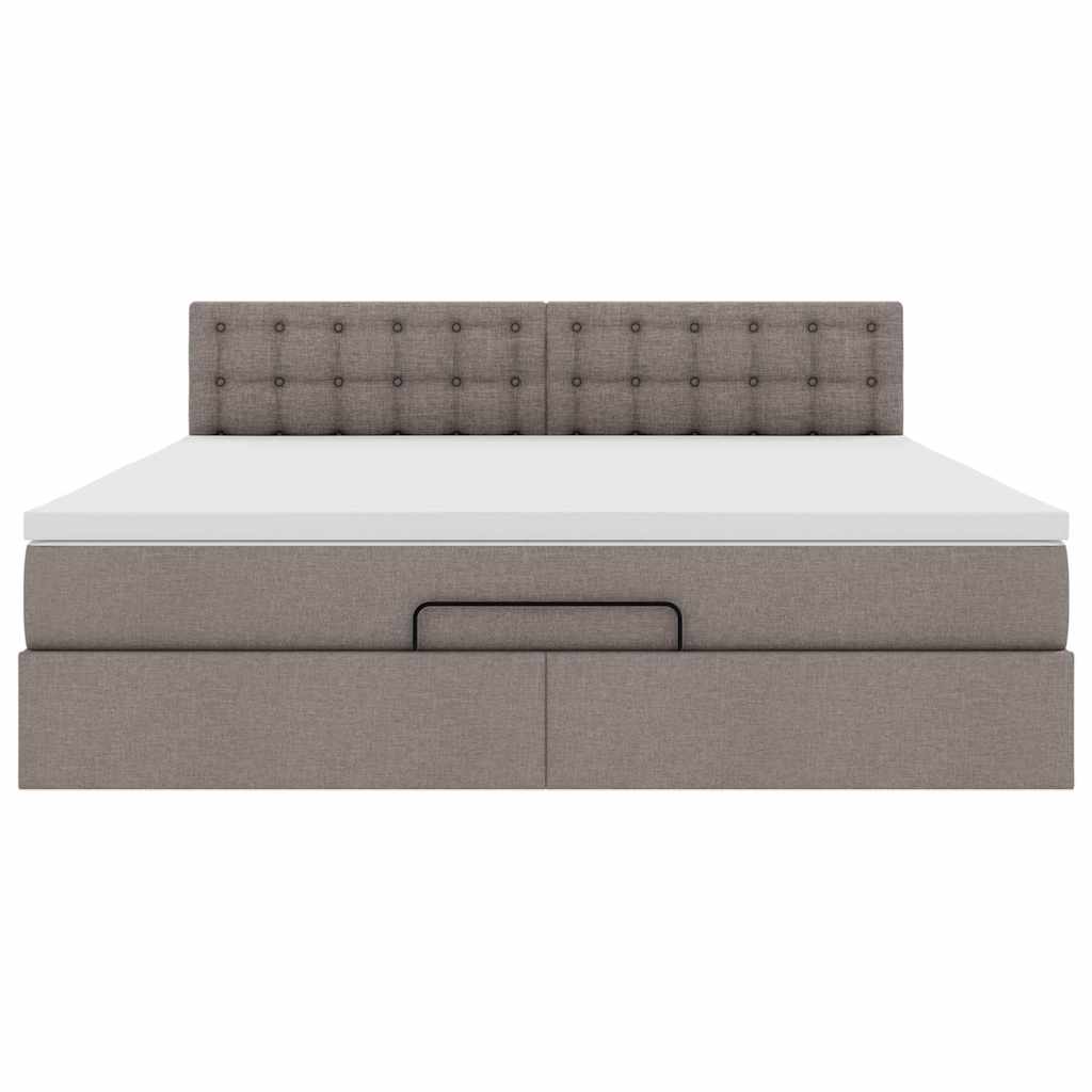 Ottoman sängram med madrass taupe 160x200 cm tyg