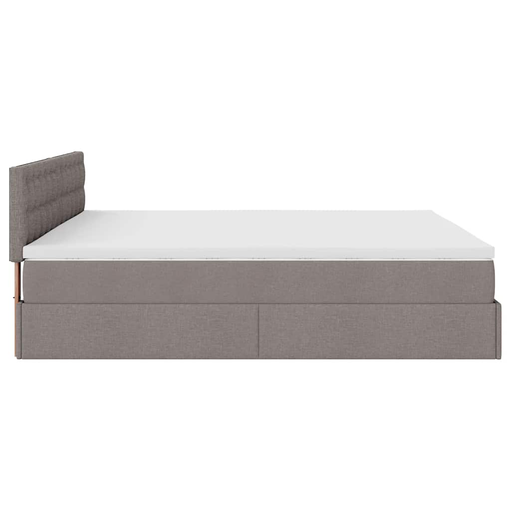 Ottoman sängram med madrass taupe 160x200 cm tyg