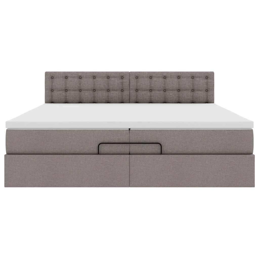 Ottoman sängram med madrass taupe 200x200 cm tyg