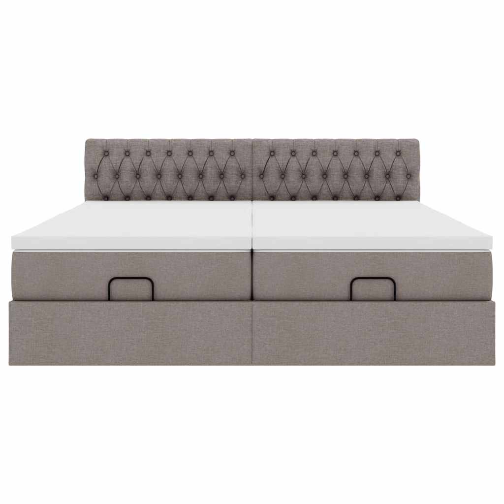 Ottoman sängram med madrasser taupe 180x200 cm tyg