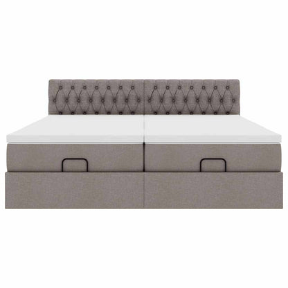 Ottoman sängram med madrasser taupe 180x200 cm tyg