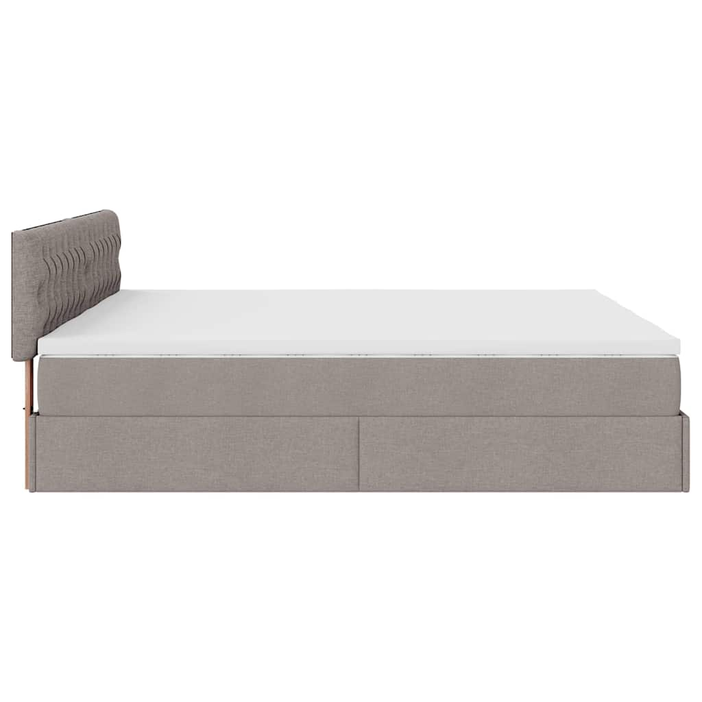 Ottoman sängram med madrasser taupe 180x200 cm tyg