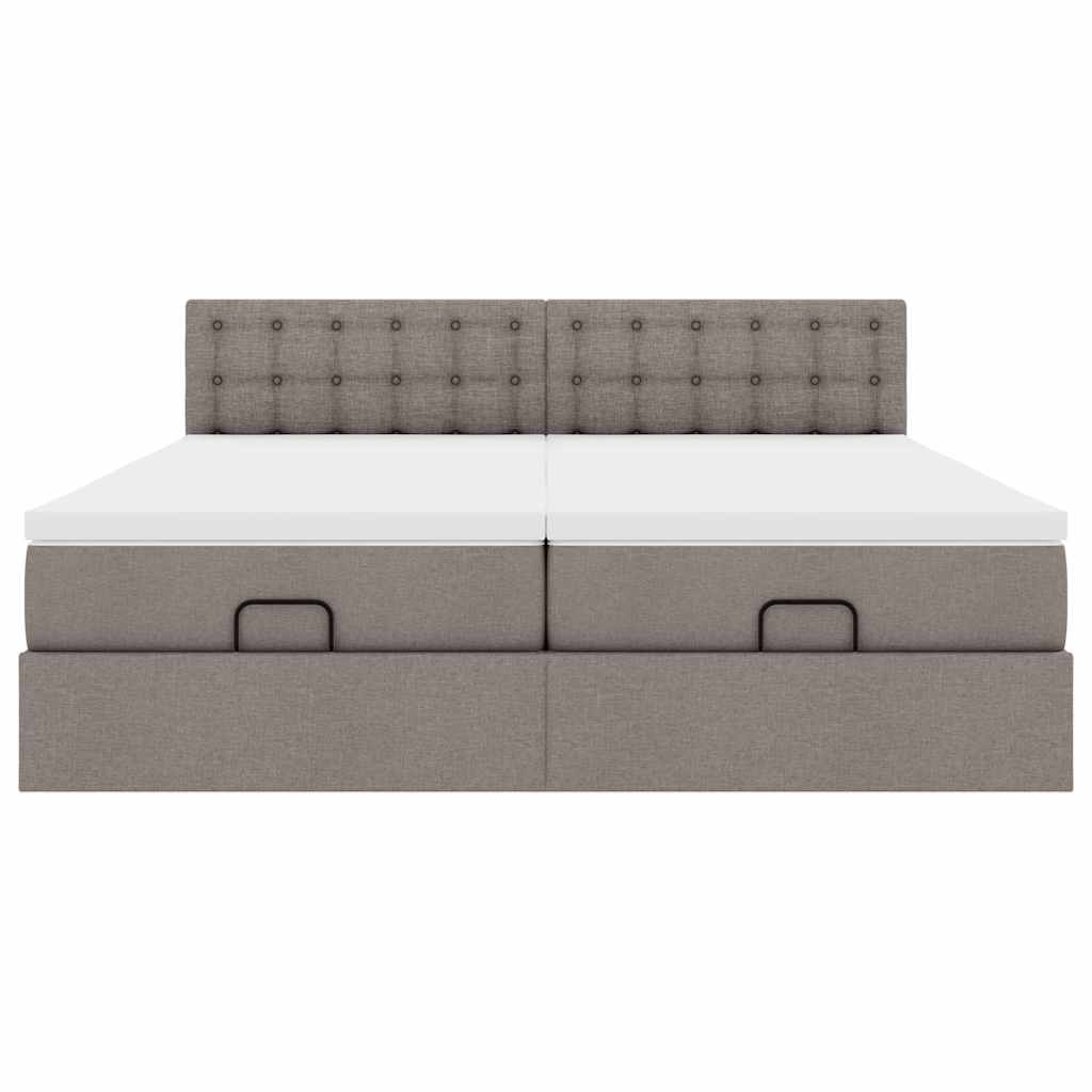 Ottoman sängram med madrasser taupe 180x200 cm tyg