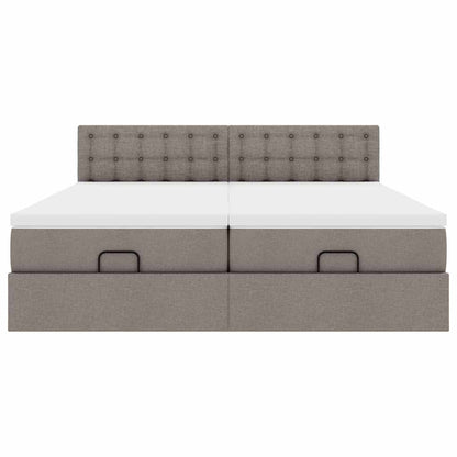 Ottoman sängram med madrasser taupe 180x200 cm tyg