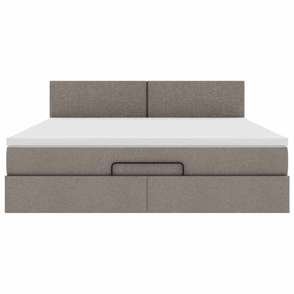 Ottoman sängram med madrass taupe 160x200 cm tyg