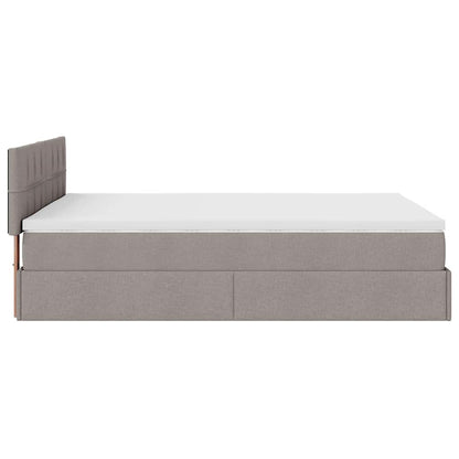 Ottoman säng med madrass och LED-lampor taupe 140x190 cm tyg