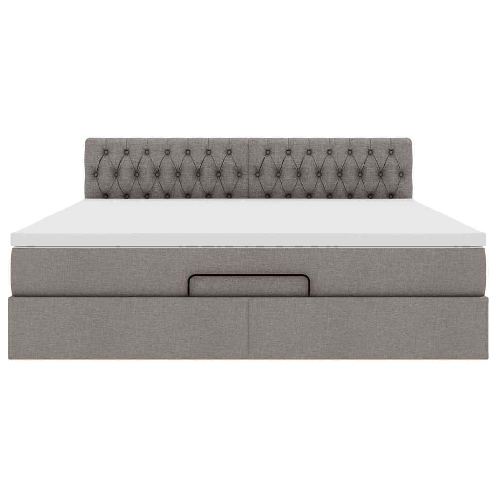 Ottoman sängram med madrass taupe 160x200 cm tyg