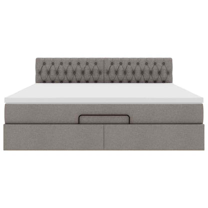 Ottoman sängram med madrass taupe 160x200 cm tyg