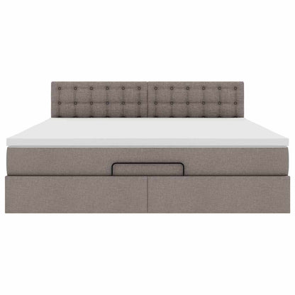 Ottoman sängram med madrass taupe 160x200 cm tyg