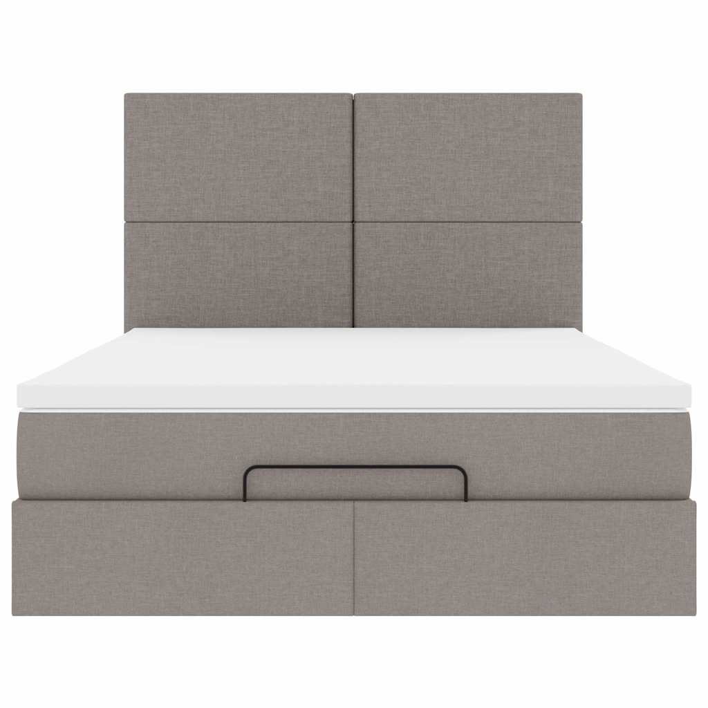 Ottoman sängram med madrass taupe 140x190 cm tyg