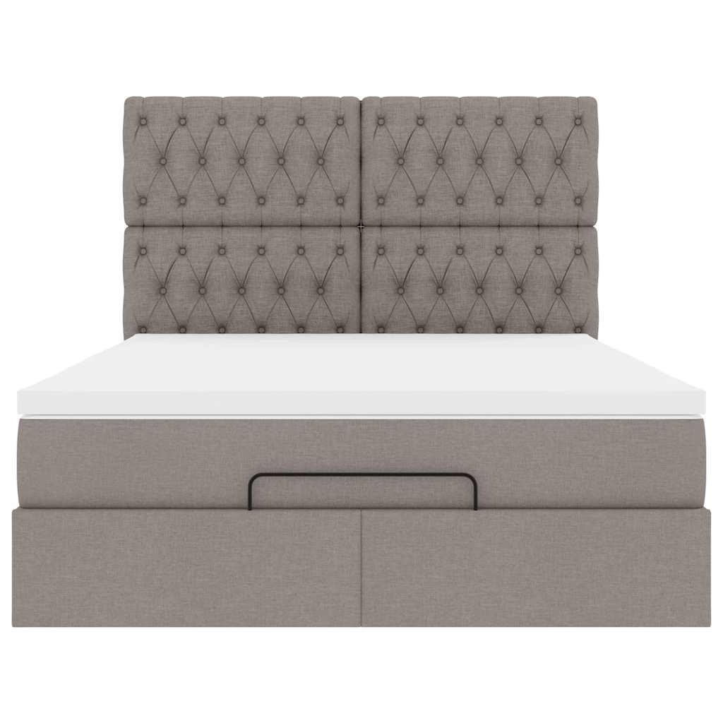 Ottoman sängram med madrass taupe 140x190 cm tyg