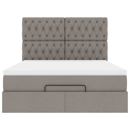 Ottoman sängram med madrass taupe 140x190 cm tyg