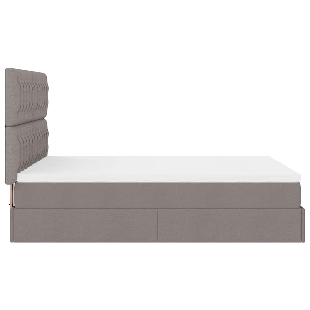 Ottoman sängram med madrass taupe 140x190 cm tyg